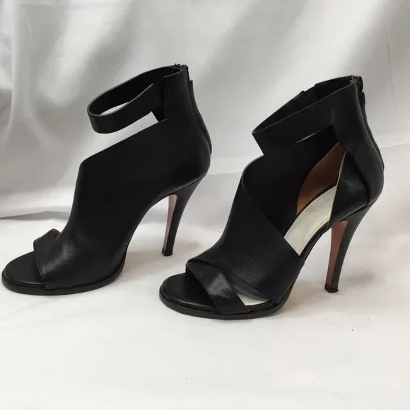 Mason Martin Margiela Stiletto Womens Heels 38.5 M Black Leather Peep-toe Shoes - Picture 11 of 11